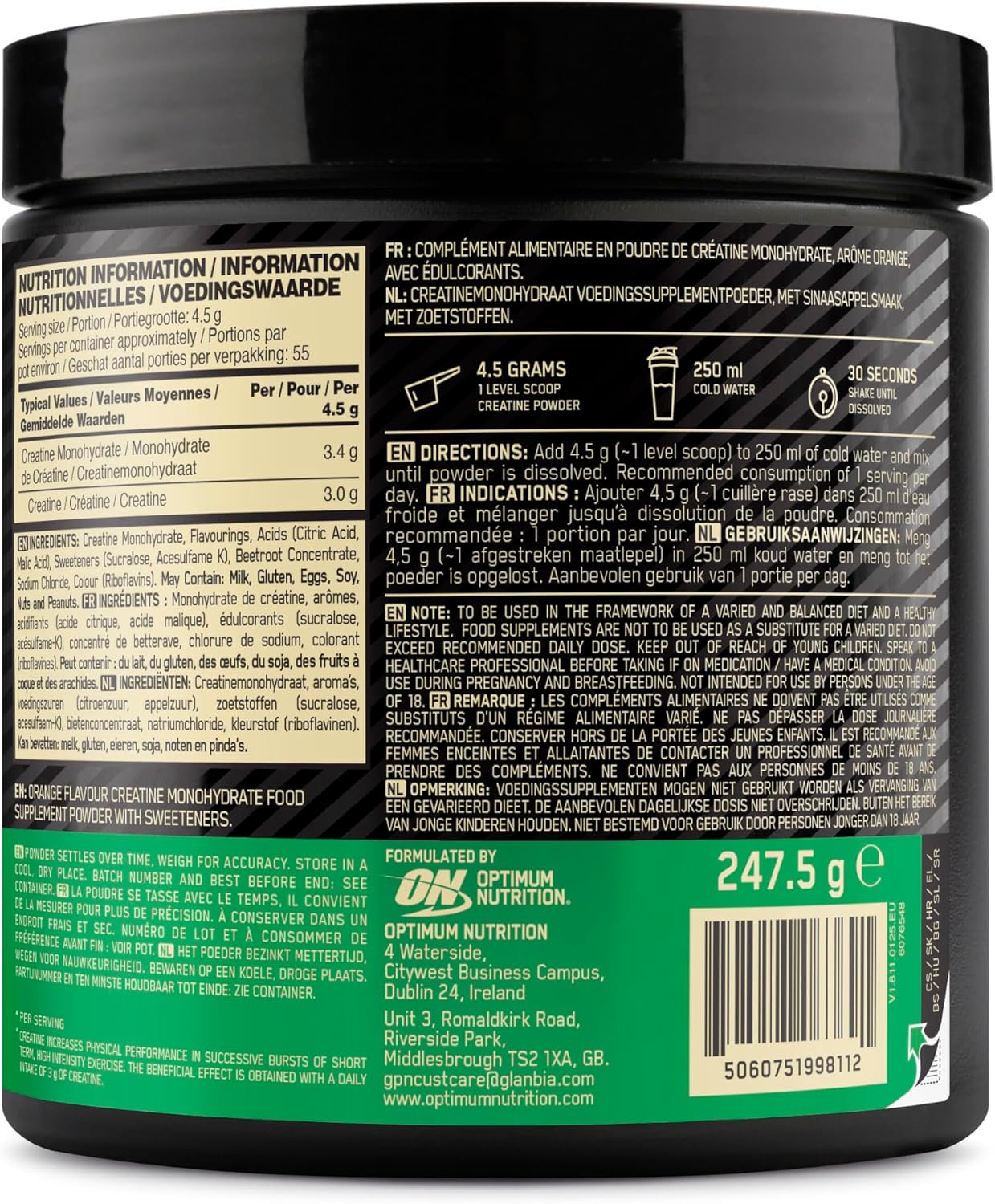 Optimum Nutrition - Micronised Creatine Monohydrate - 247.5g
