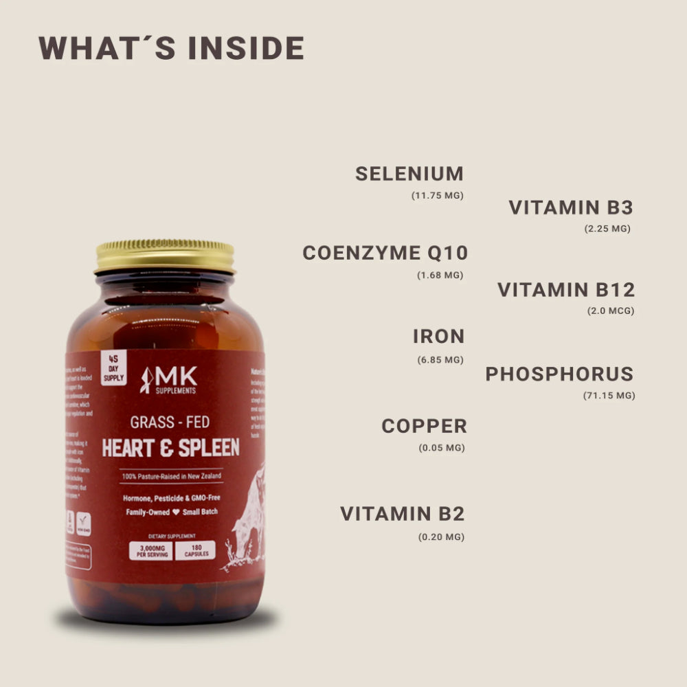 MK Supplements - Beef Organs - 100% Pasture-Raised - 3000mg