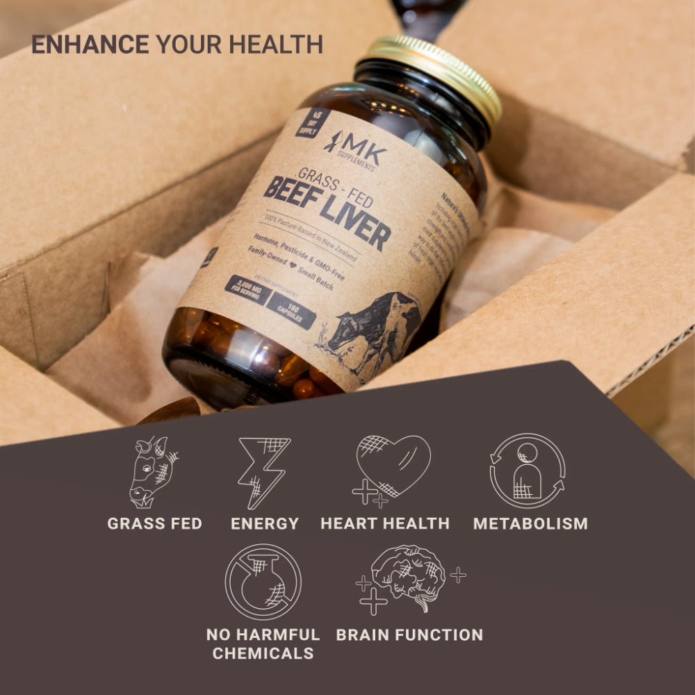 MK Supplements - Beef Organs - 100% Pasture-Raised - 3000mg