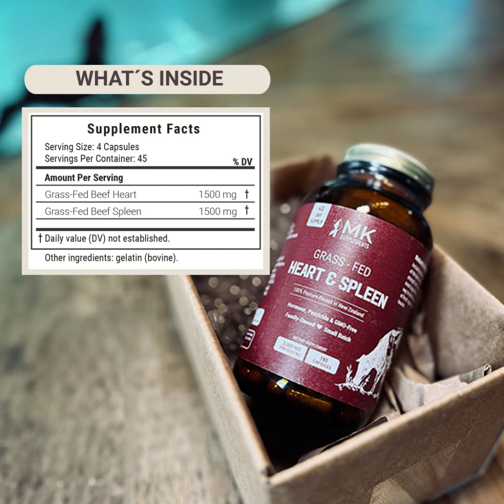 MK Supplements - Beef Organs - 100% Pasture-Raised - 3000mg
